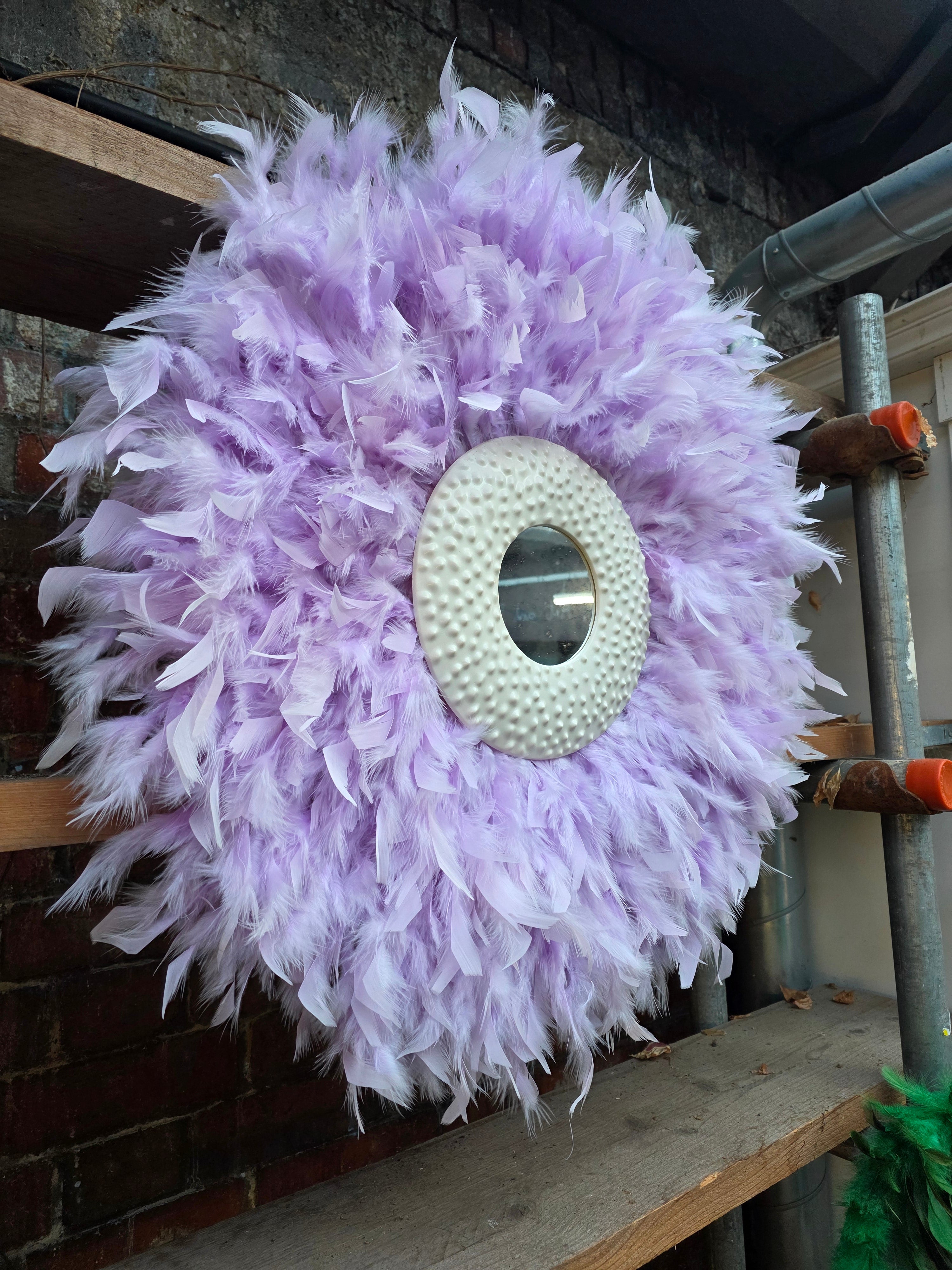 Handmade Feather Mirror: Boho Glam Wall Decor Design