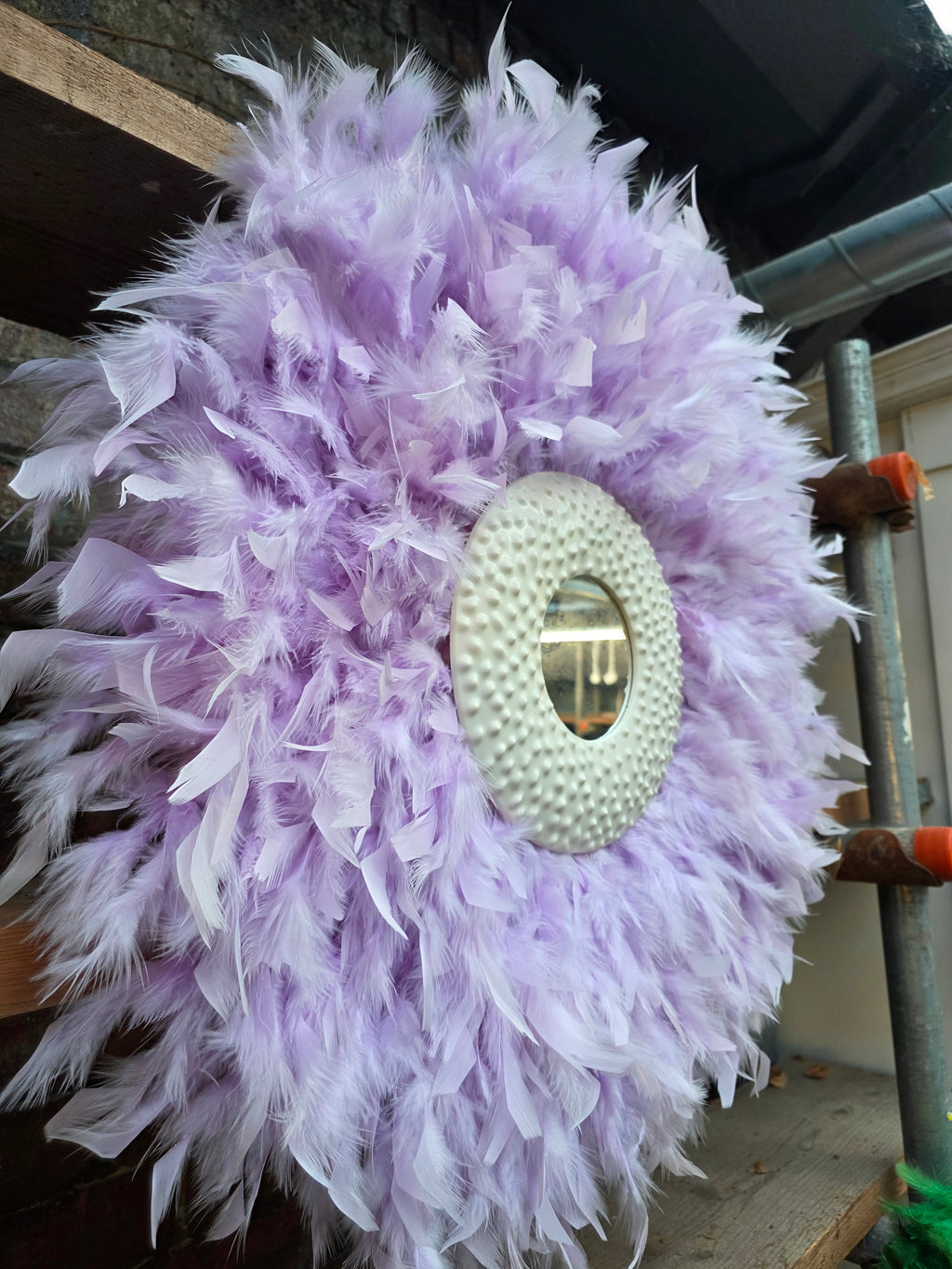 Handmade Feather Mirror: Boho Glam Wall Decor Design