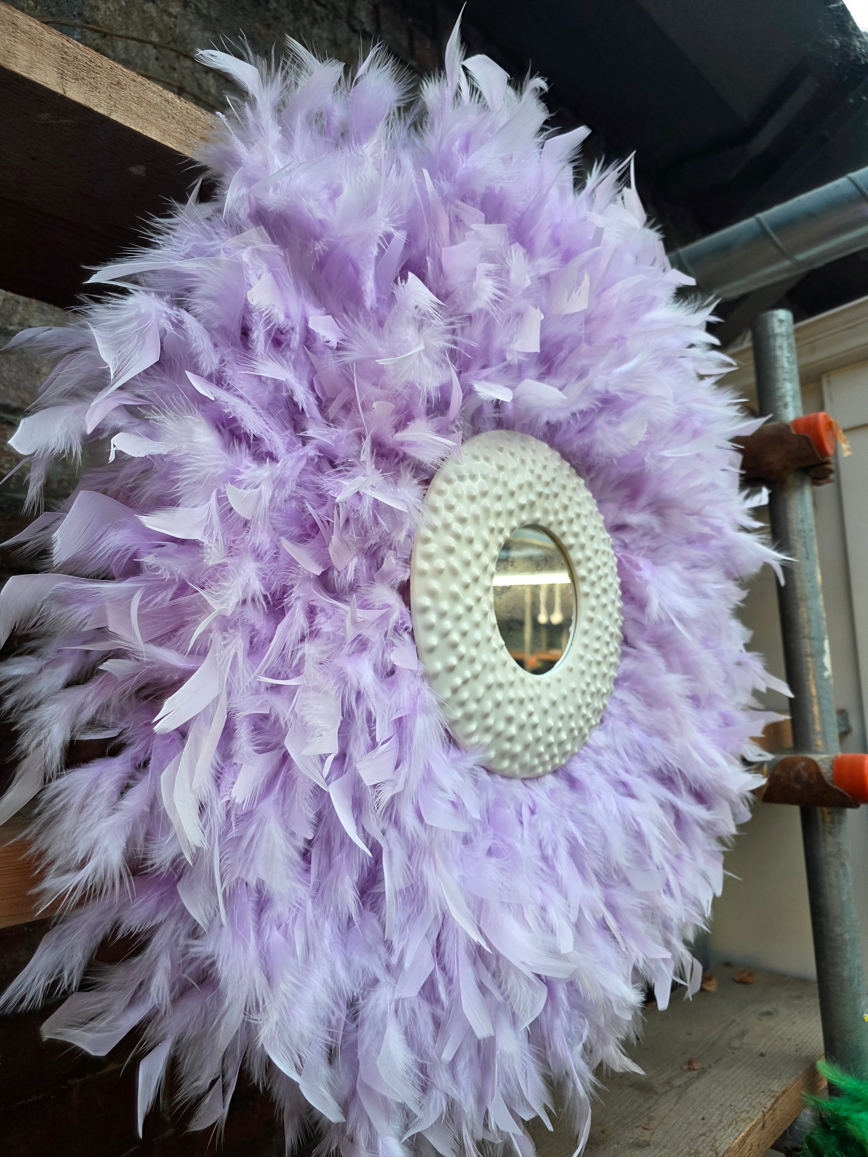 Handmade Feather Mirror: Boho Glam Wall Decor Design