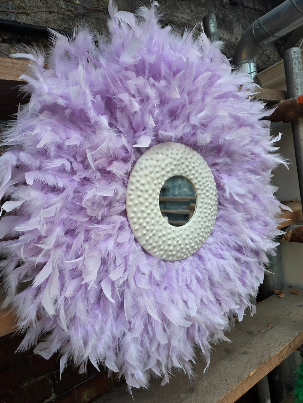 Handmade Feather Mirror: Boho Glam Wall Decor Design