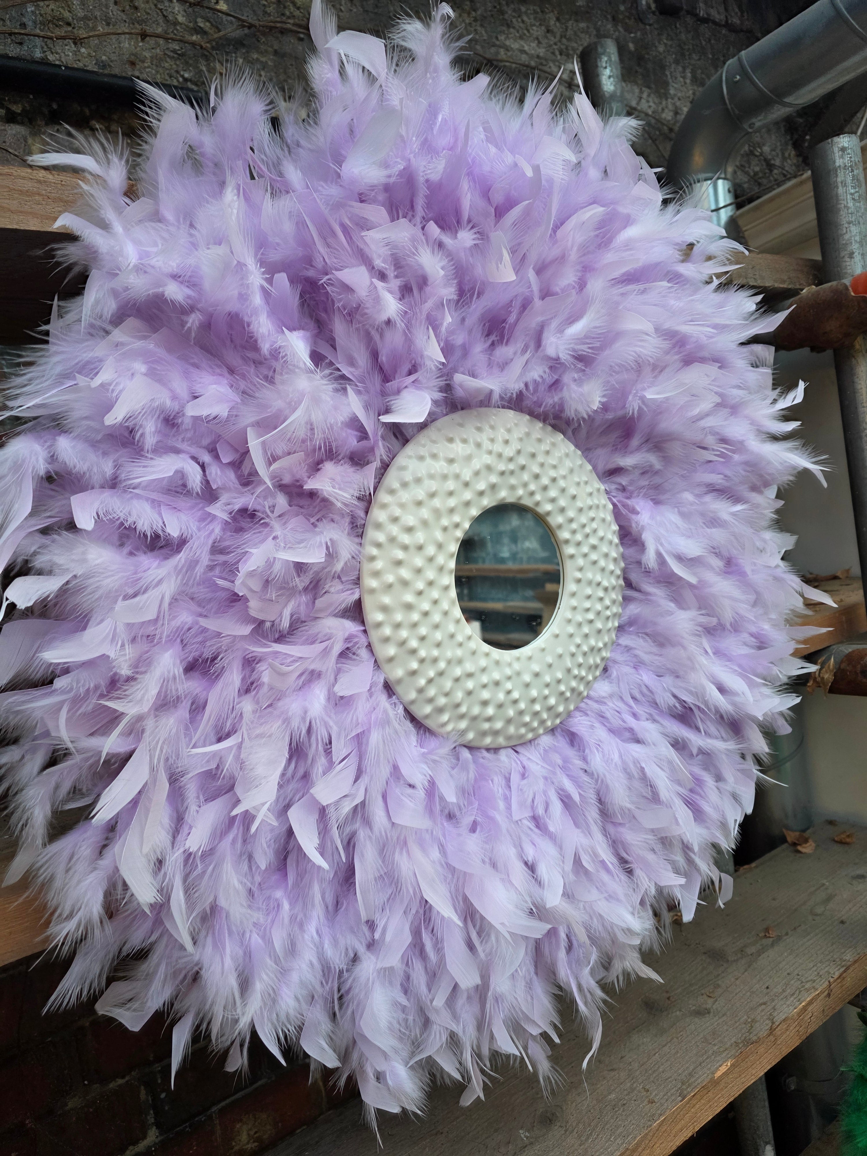 Handmade Feather Mirror: Boho Glam Wall Decor Design