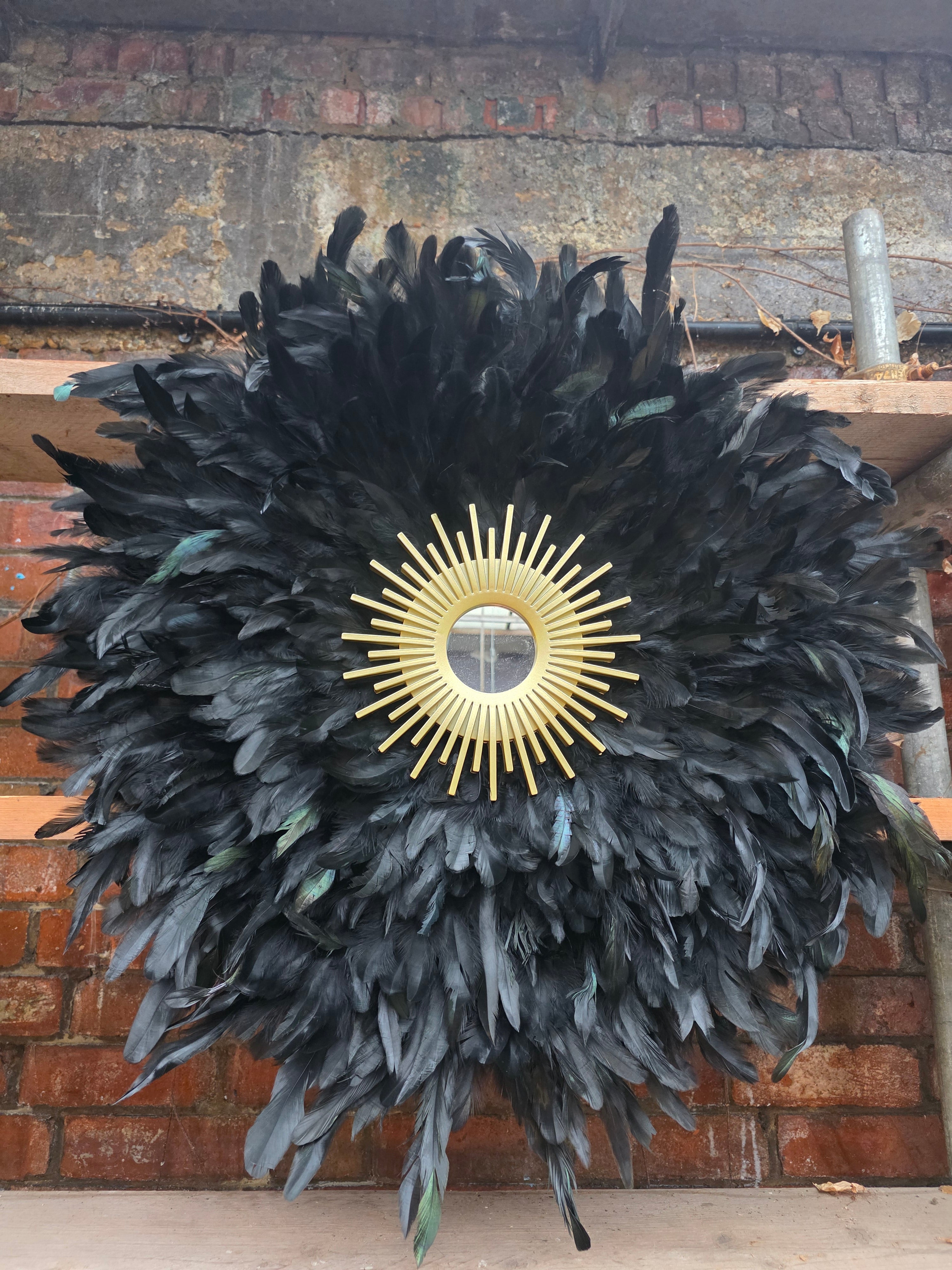 Handmade Feather Mirror: Boho Glam Wall Decor Design