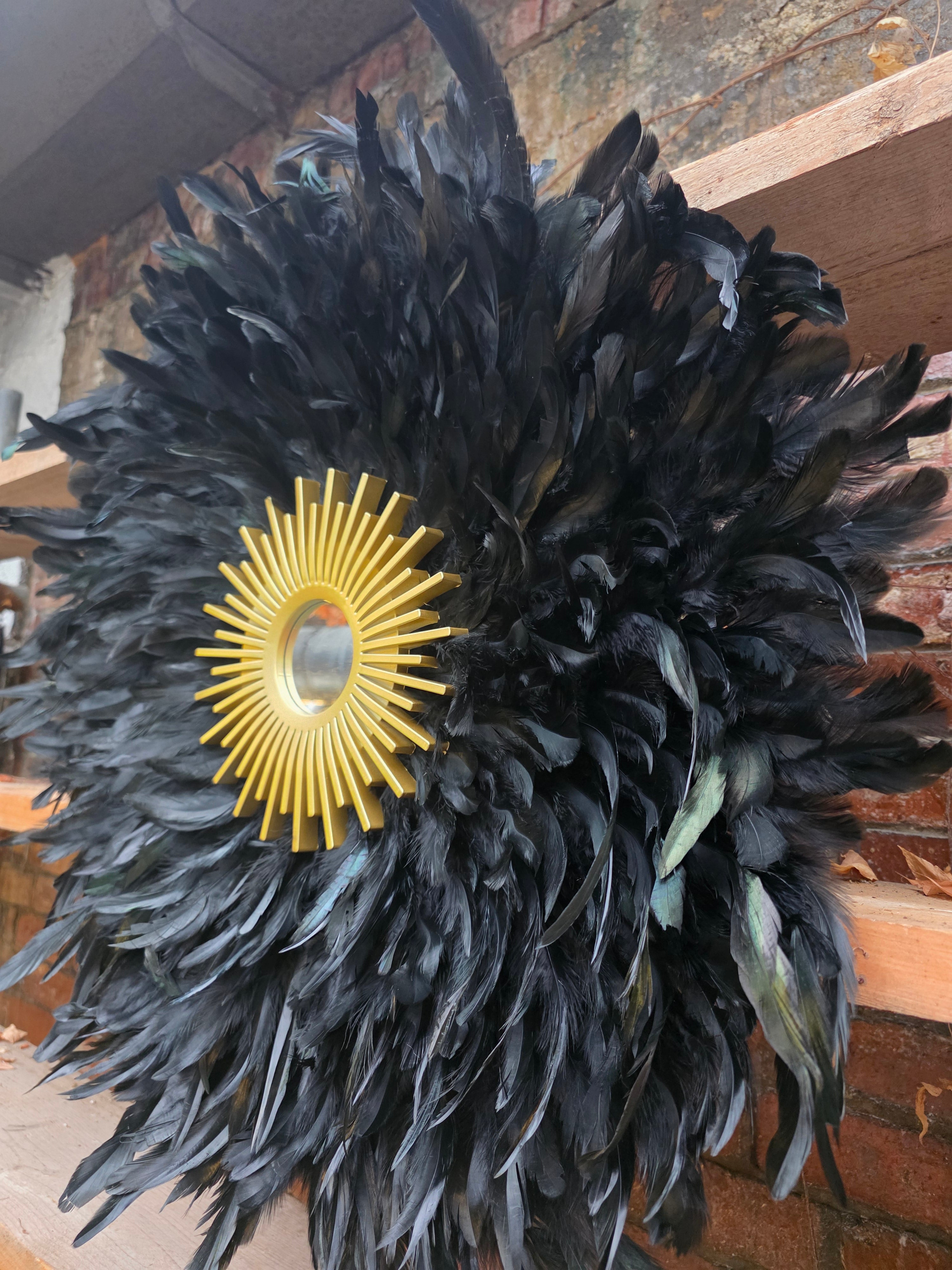 Handmade Feather Mirror: Boho Glam Wall Decor Design