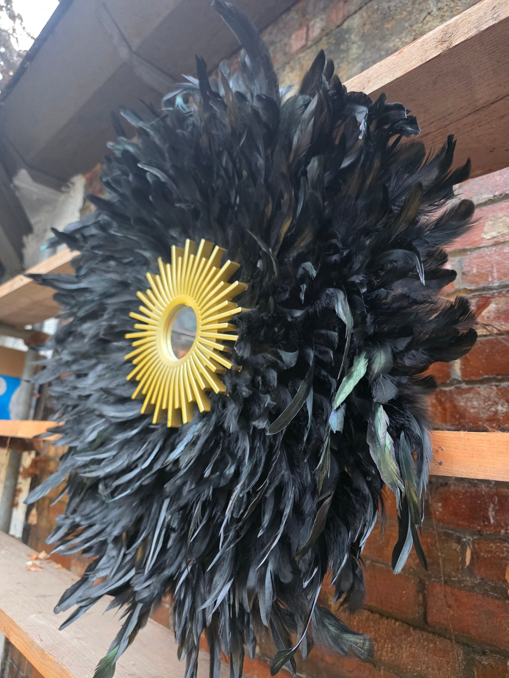 Handmade Feather Mirror: Boho Glam Wall Decor Design