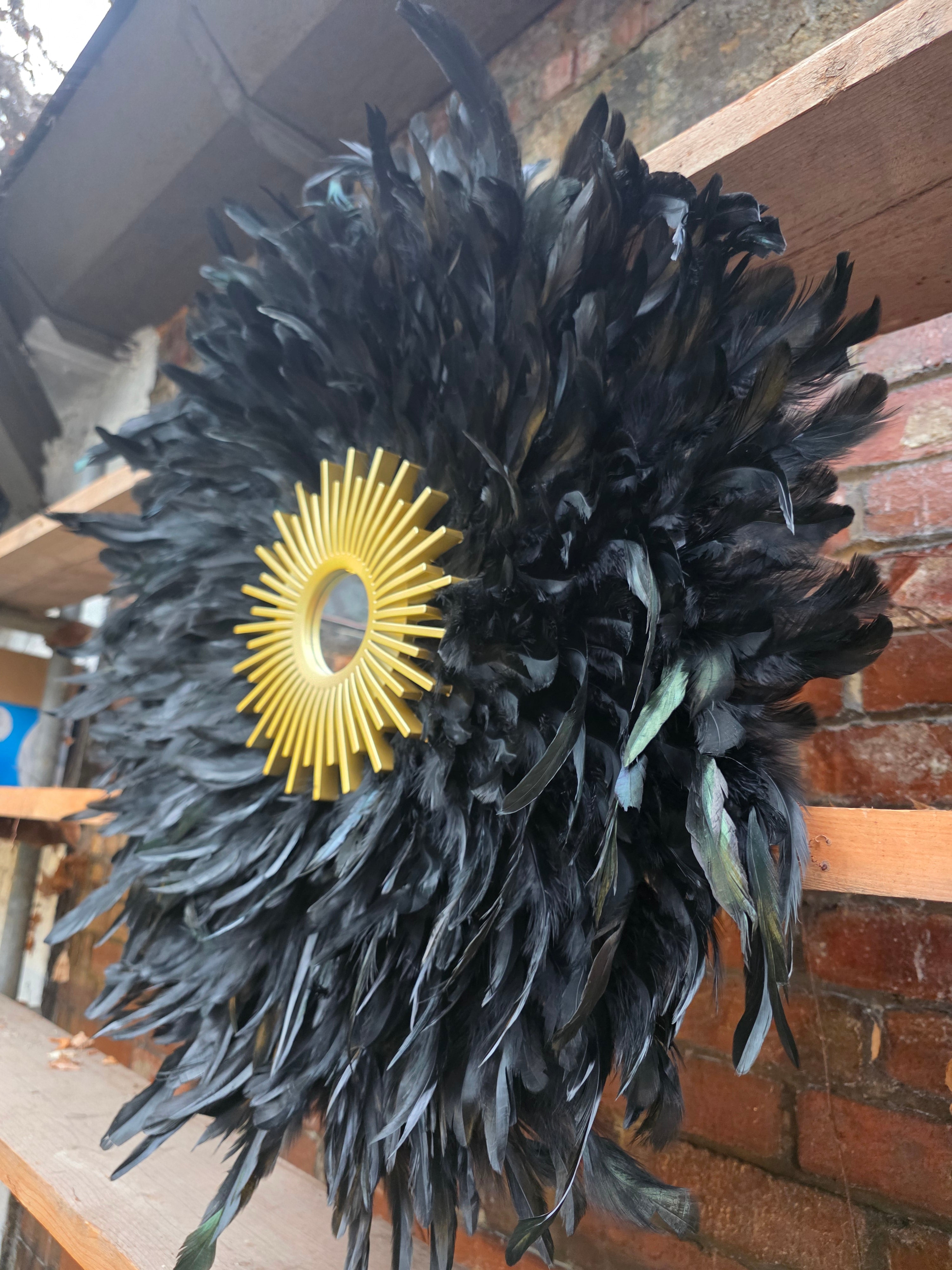 Handmade Feather Mirror: Boho Glam Wall Decor Design