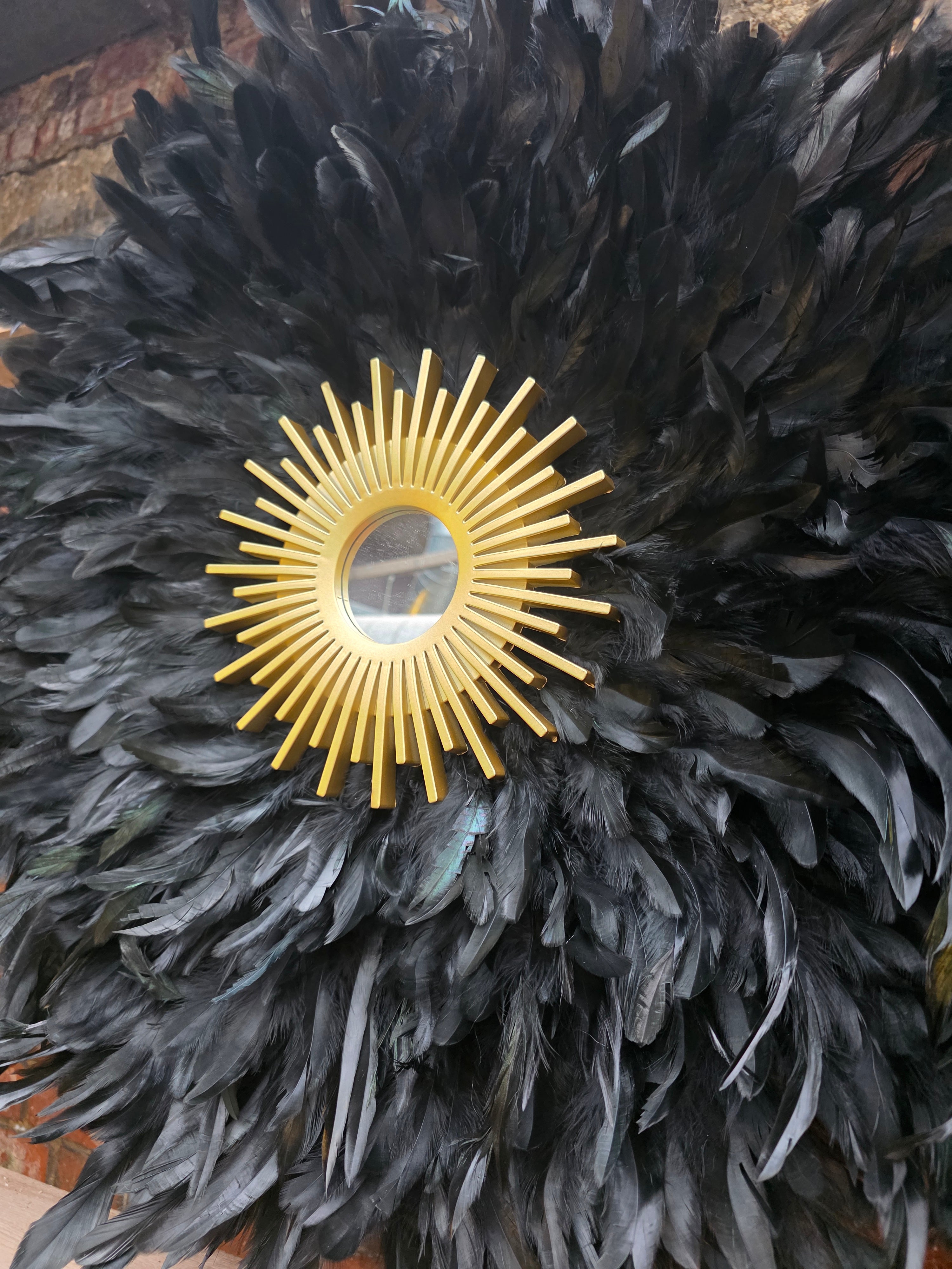 Handmade Feather Mirror: Boho Glam Wall Decor Design