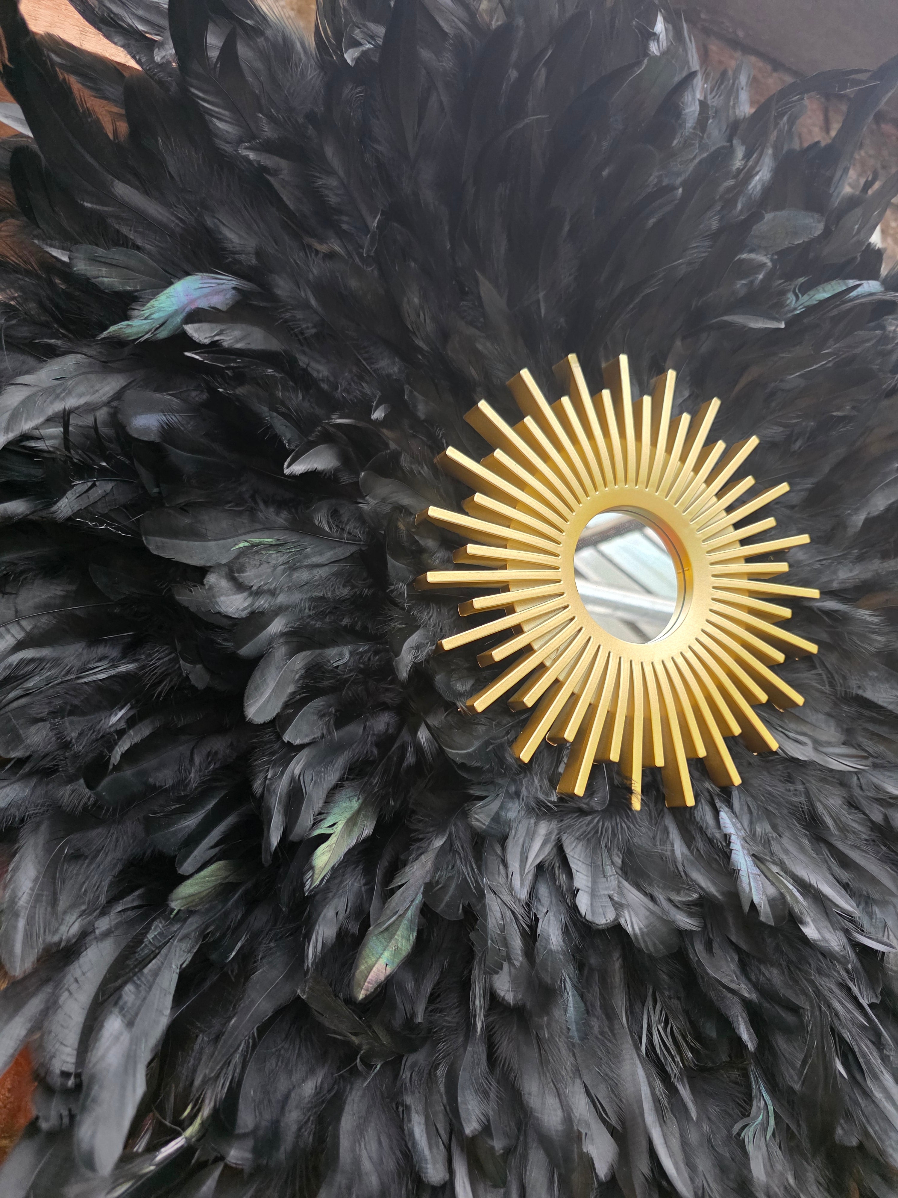 Handmade Feather Mirror: Boho Glam Wall Decor Design