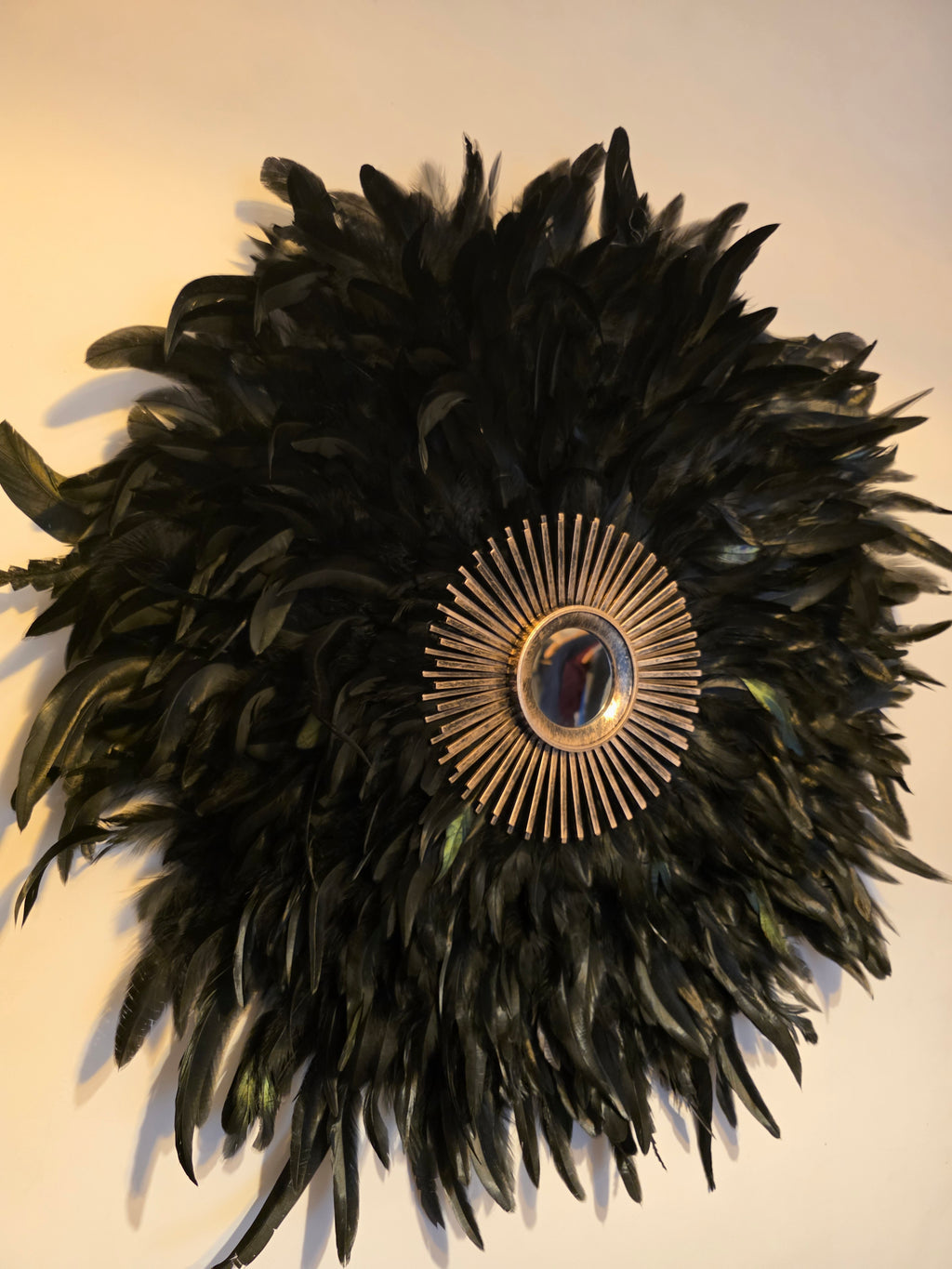 Bohemian Feathered Wall Mirror: Eclectic Colourful Accent