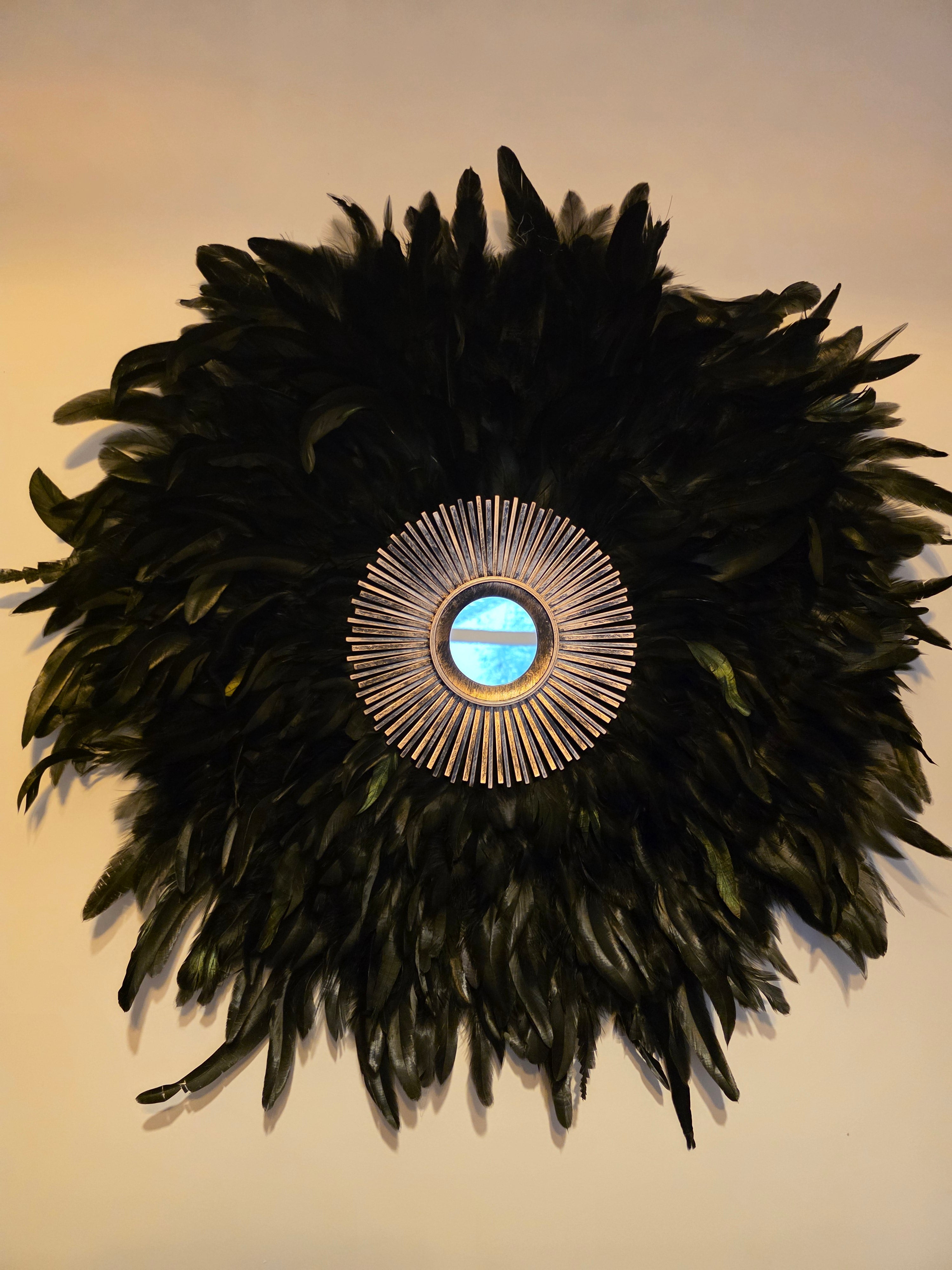 Bohemian Feathered Wall Mirror: Eclectic Colourful Accent