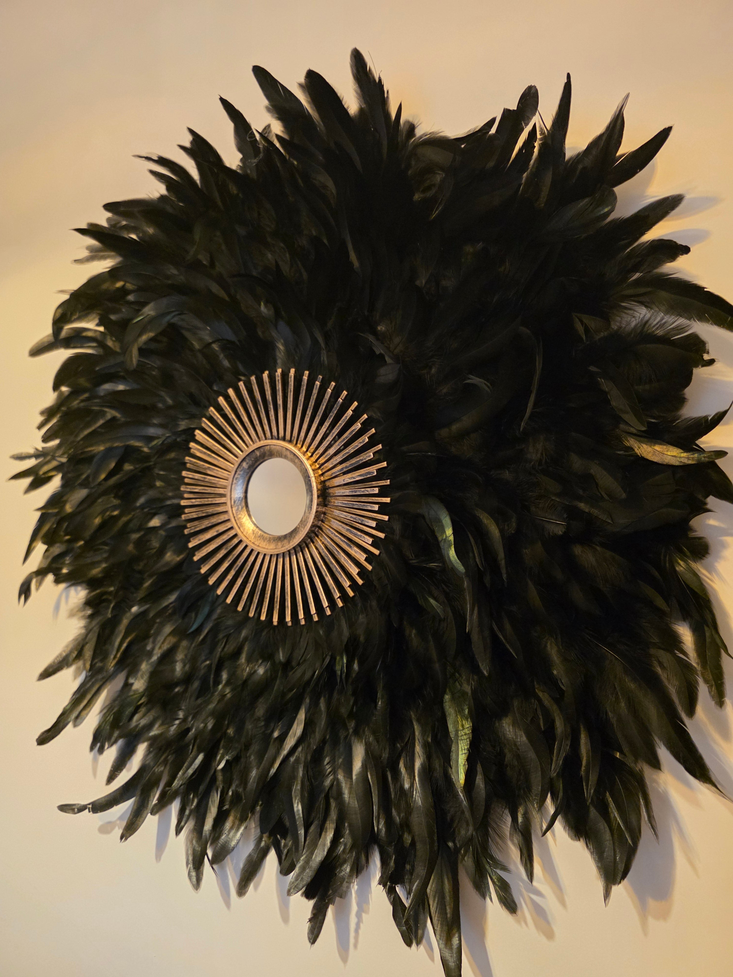 Bohemian Feathered Wall Mirror: Eclectic Colourful Accent