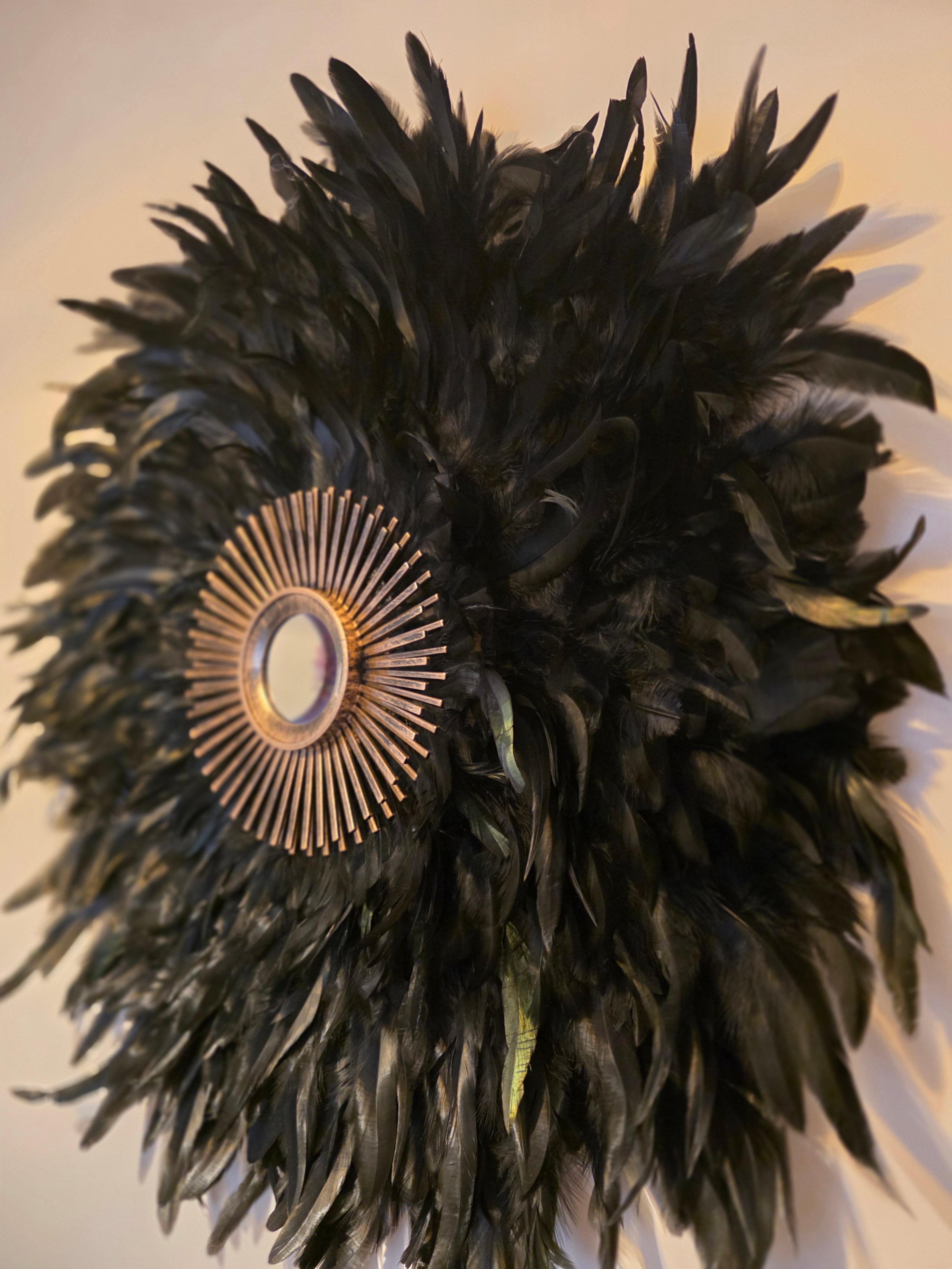 Bohemian Feathered Wall Mirror: Eclectic Colourful Accent