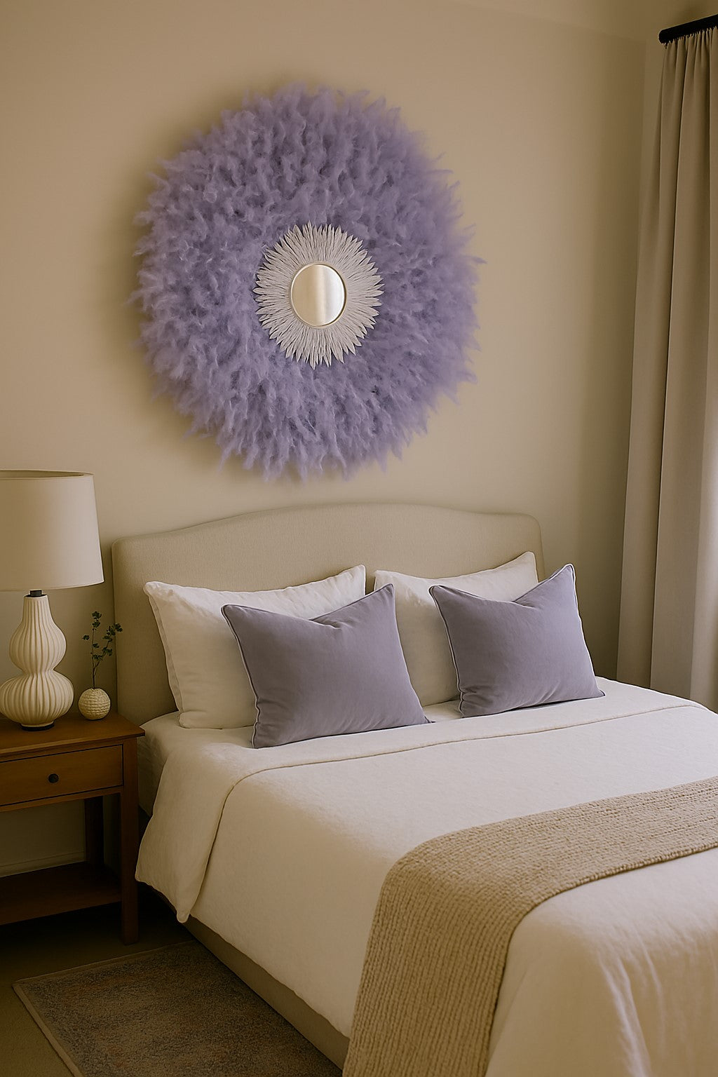 Handmade Feather Mirror: Boho Glam Wall Decor Design