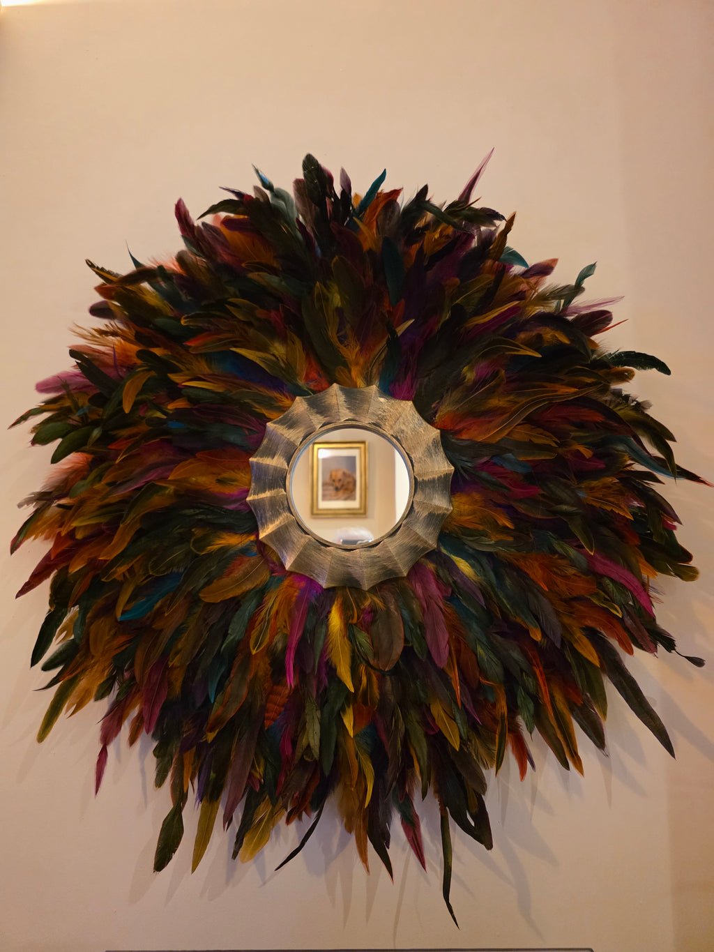 Multi Coloured Fabulous Feathered Mirror