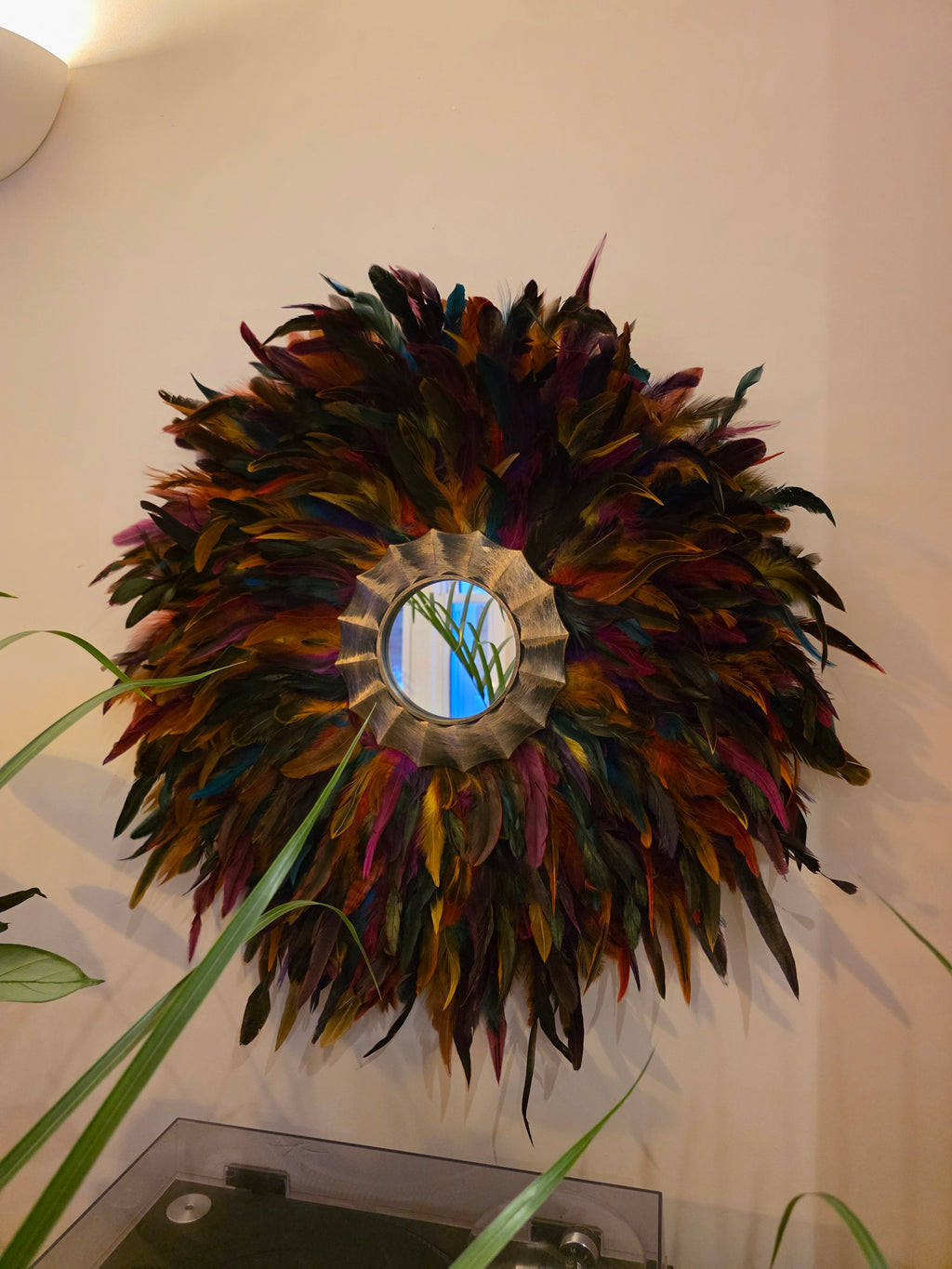 Multi Coloured Fabulous Feathered Mirror
