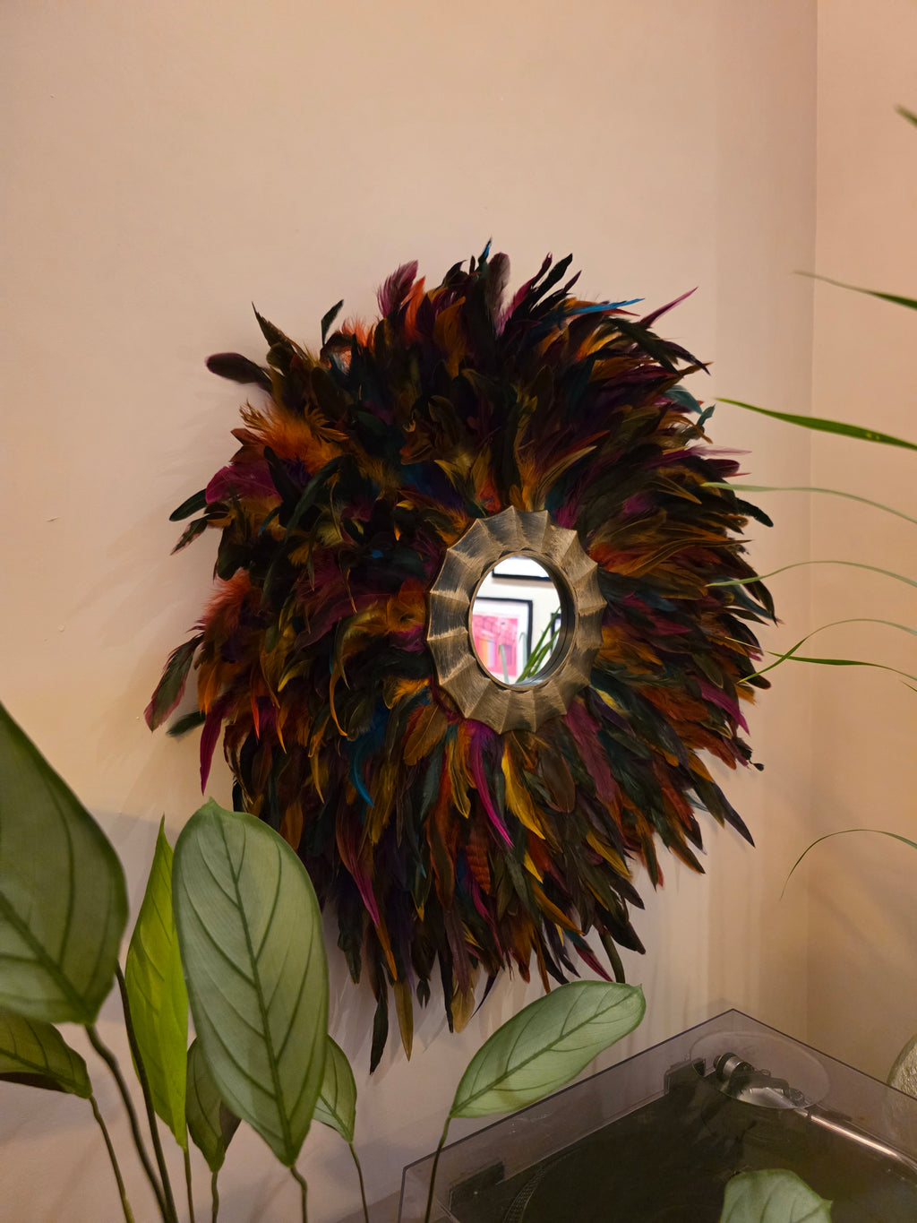 Multi Coloured Fabulous Feathered Mirror