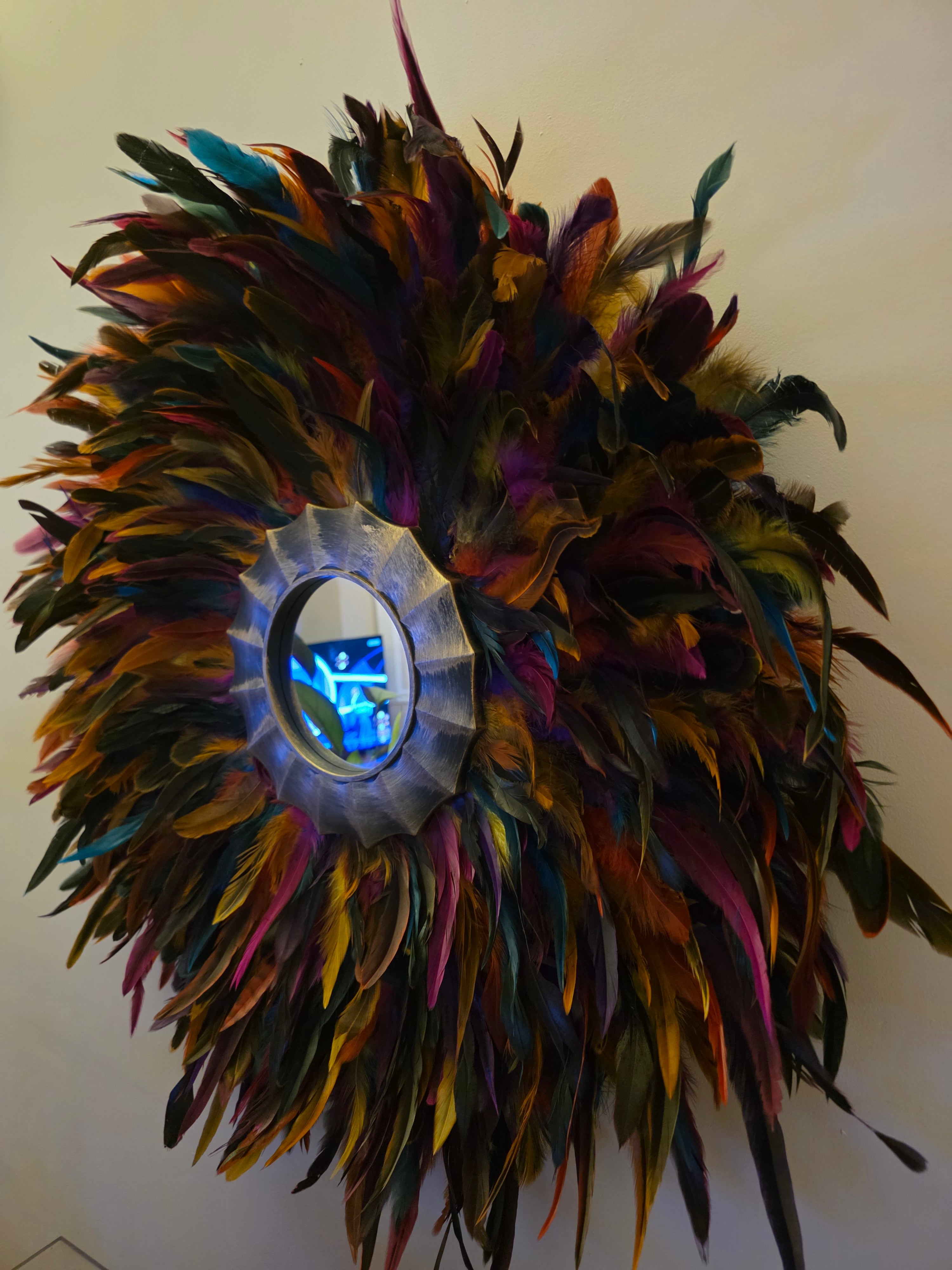 Multi Coloured Fabulous Feathered Mirror