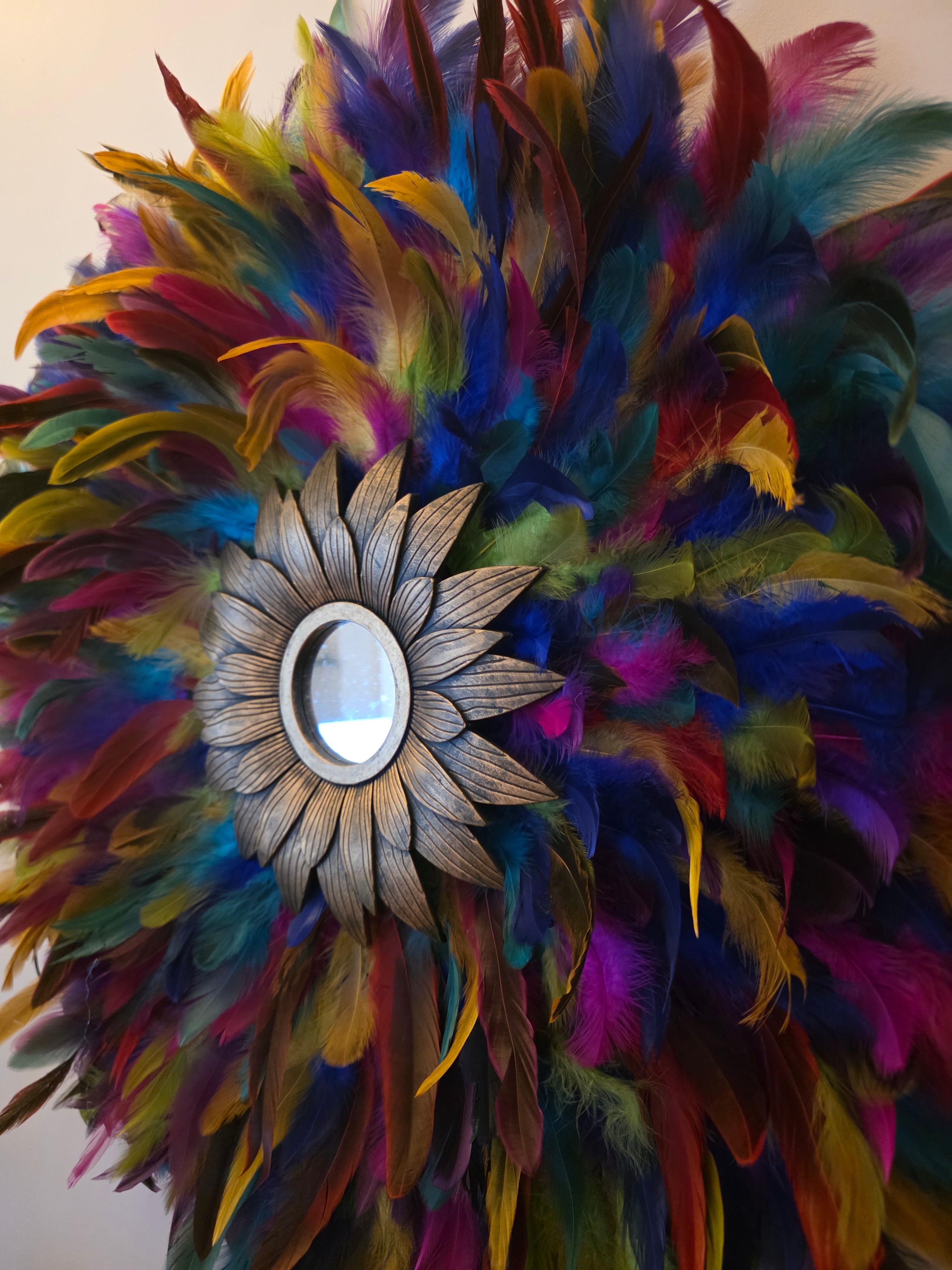 Handmade Feather Mirror: Boho Glam Wall Decor Design