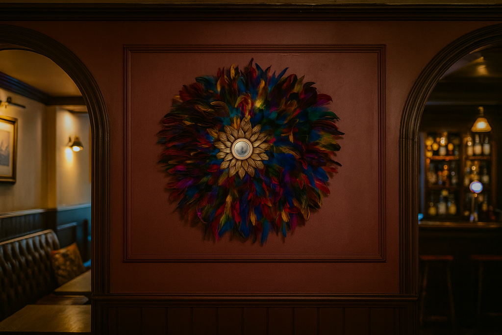 Handmade Feather Mirror: Boho Glam Wall Decor Design