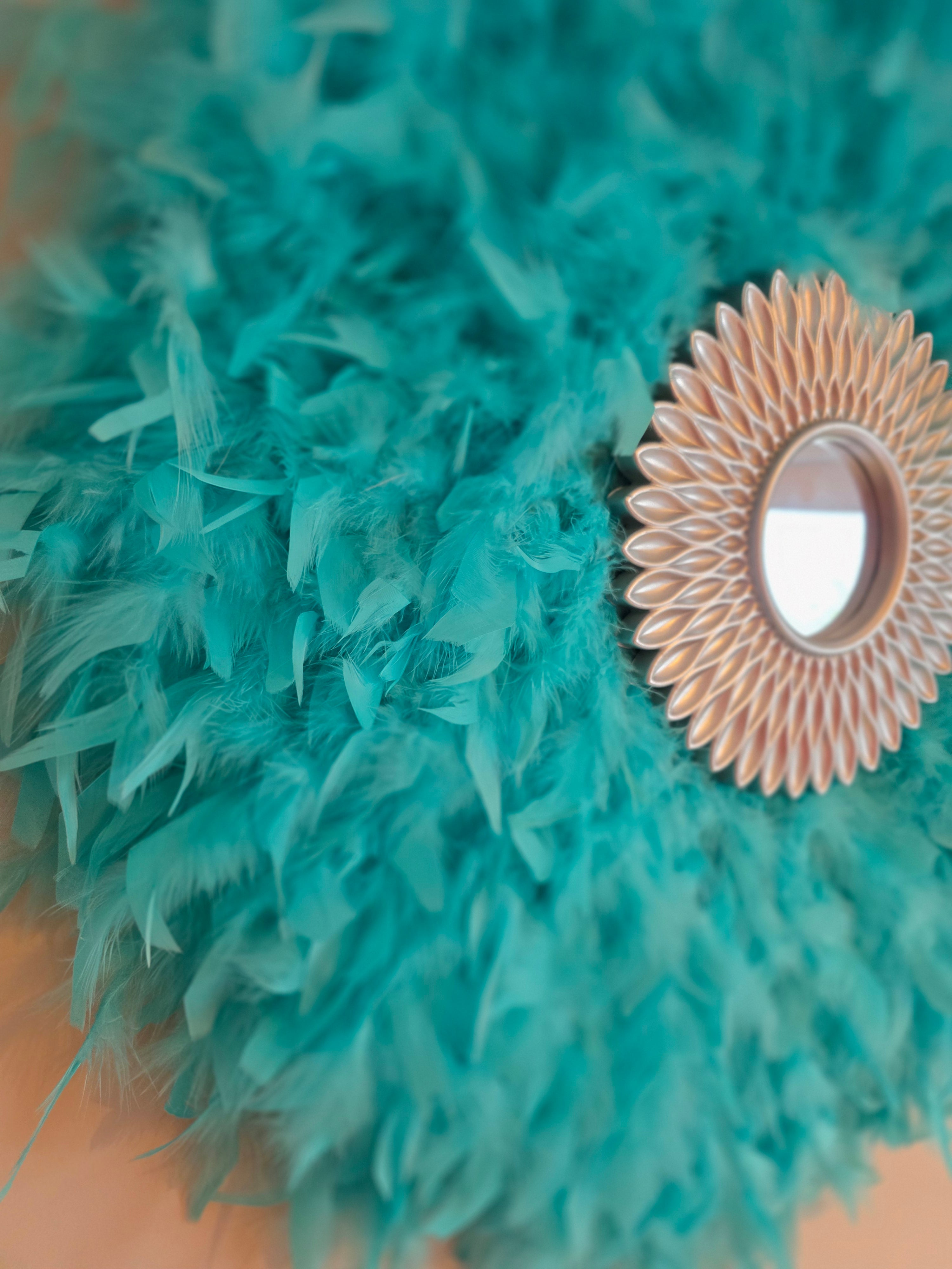 Bohemian Feathered Wall Mirror: Eclectic Colourful Accent