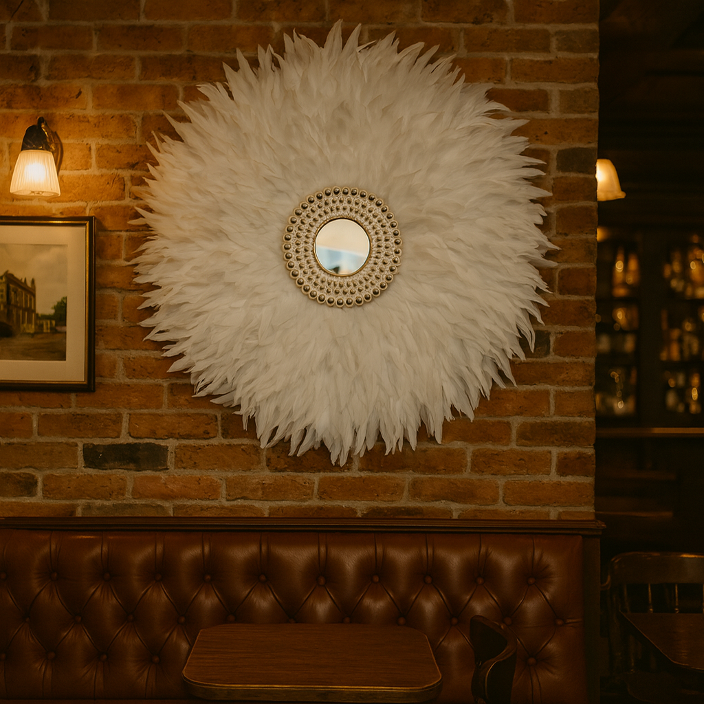 Boho JuJu handmade Feather Wall Mirror – Vibrant Eclectic Home Design