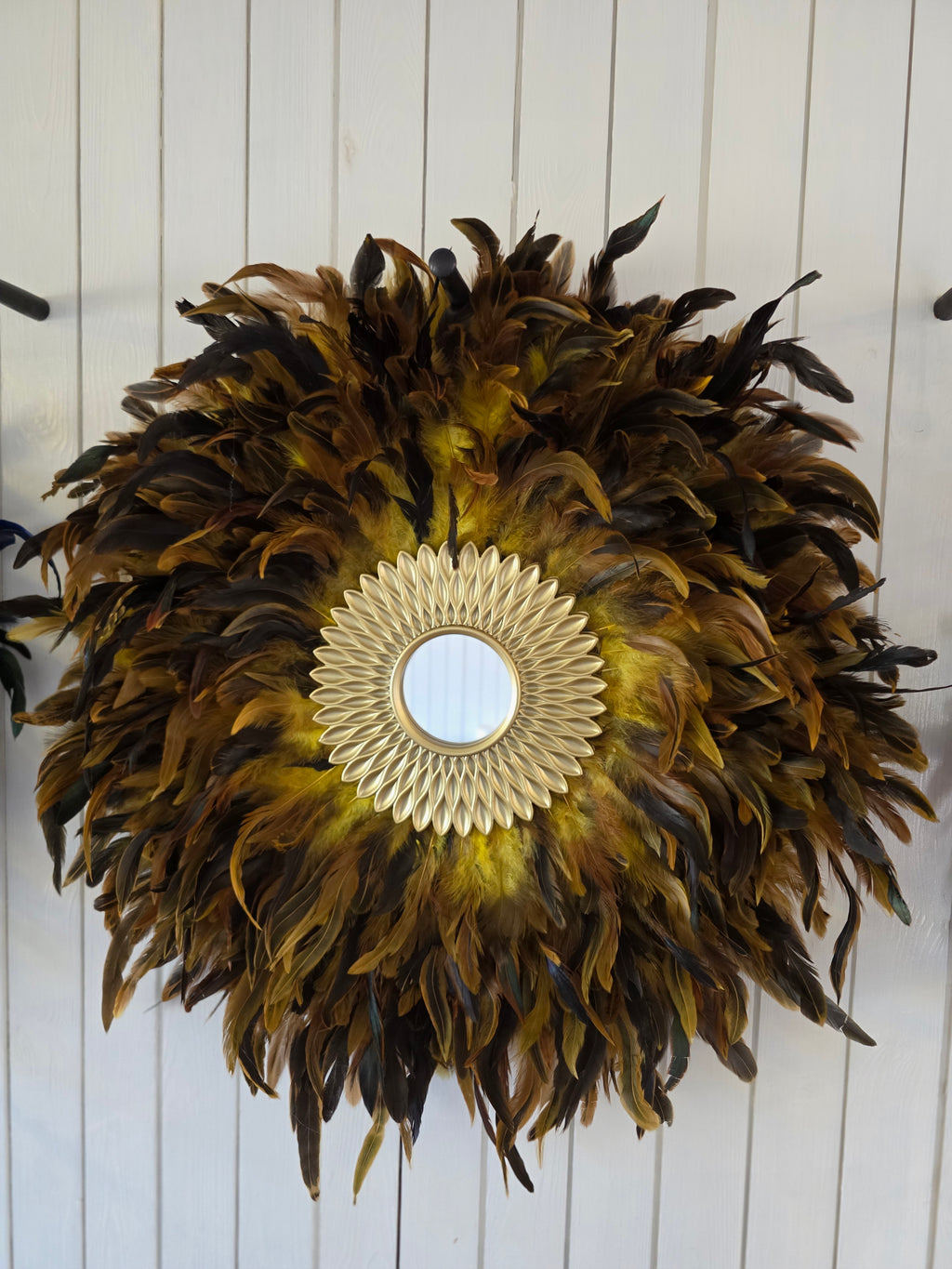 Handmade Feather Mirror: Boho Glam Wall Decor Design
