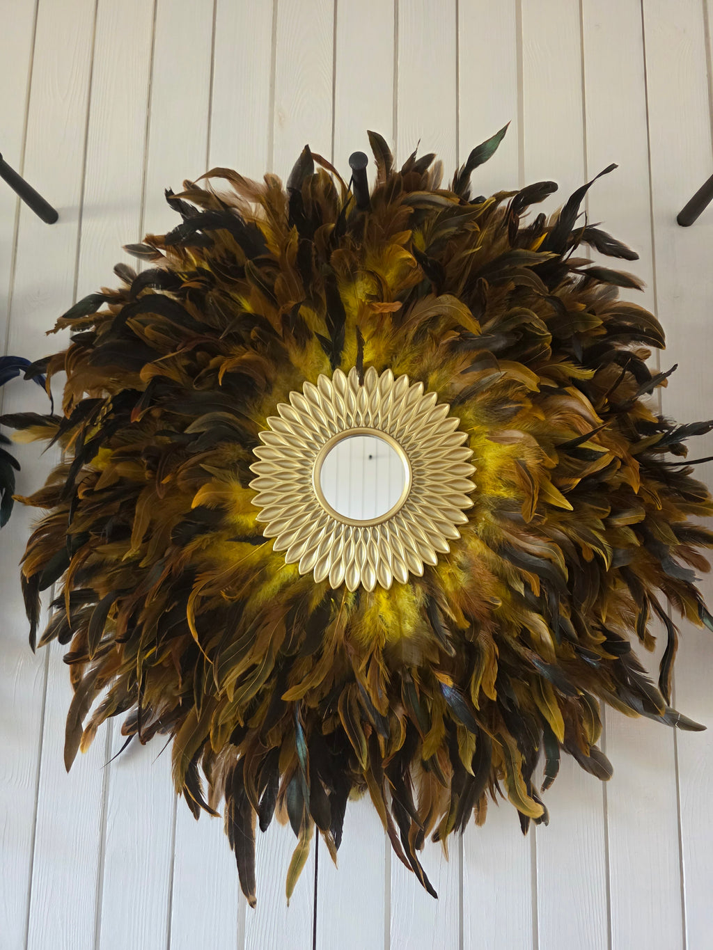 Handmade Feather Mirror: Boho Glam Wall Decor Design