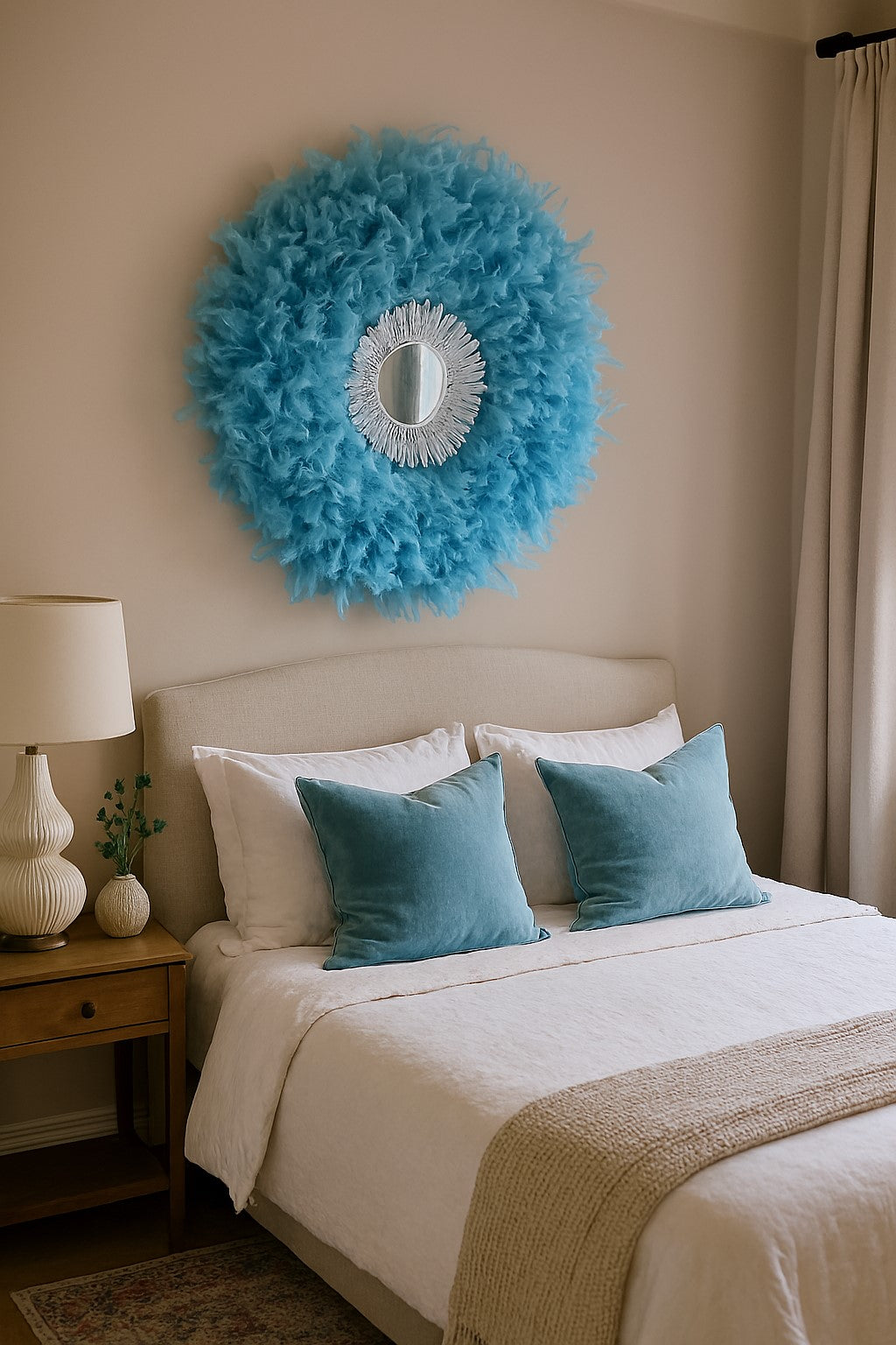 Bohemian Feathered Wall Mirror: Eclectic Colourful Accent