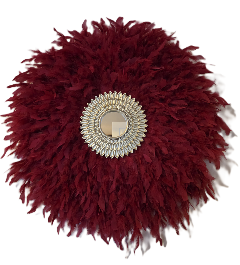 Cherry Red Handmade Feathered Mirror