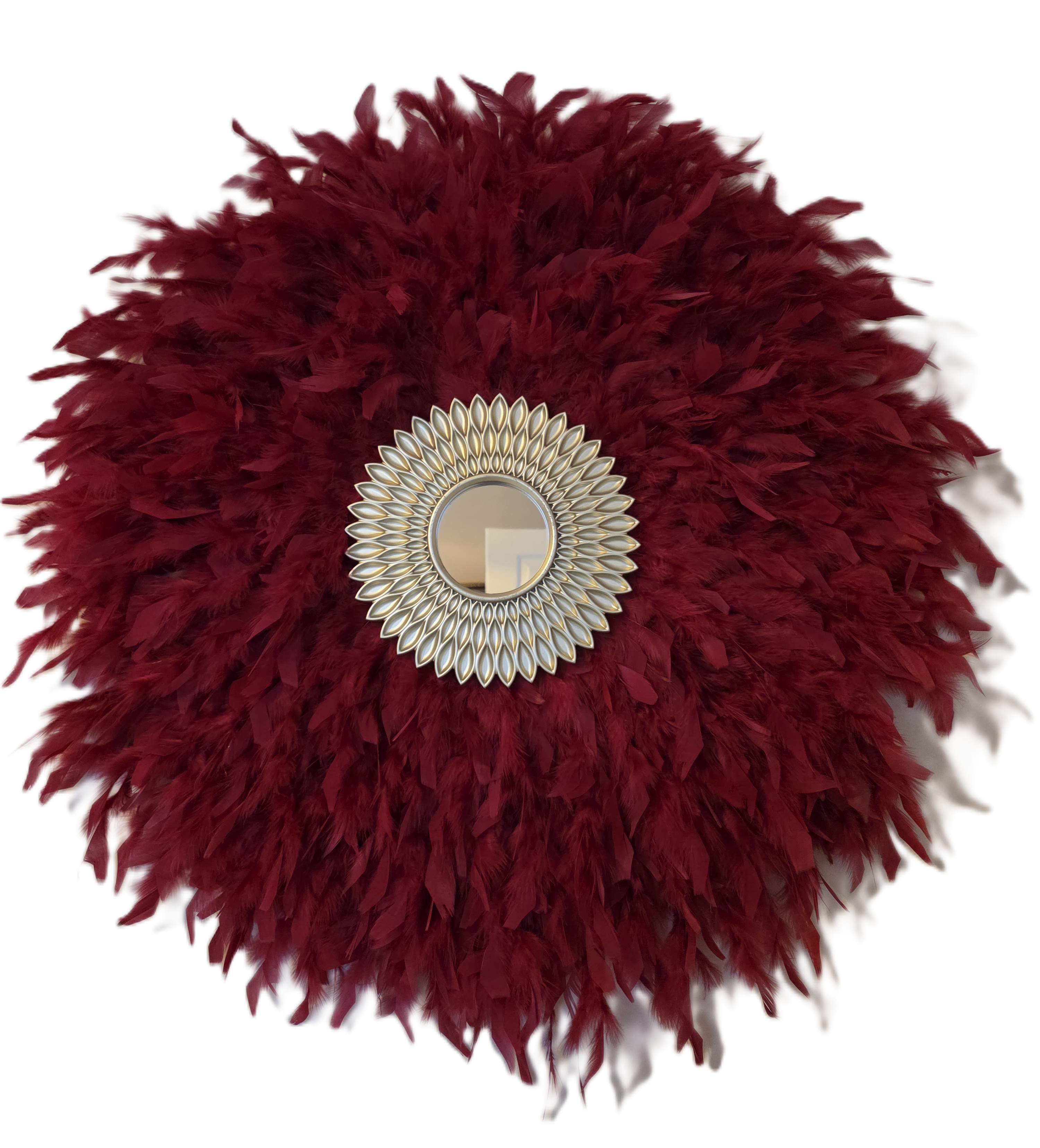 Cherry Red Handmade Feathered Mirror